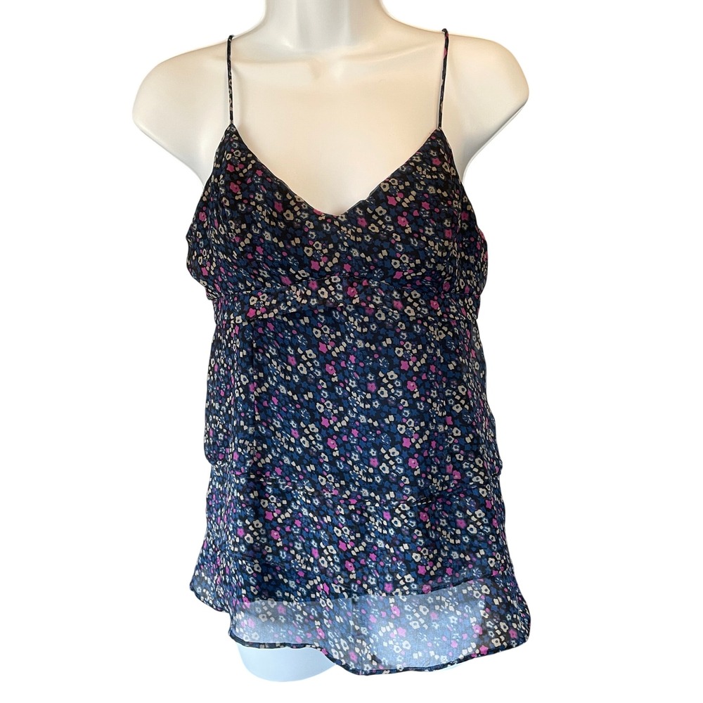 American Eagle Women Dark Floral Whimsigoth Babydoll Tiered Boho Tank Top Size S